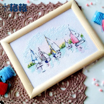 Precision printing French DMC cross stitch kit Living room bedroom simple hanging painting style Distant sailing dream