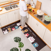 Cartoon leather kitchen floor mat erasable disposable waterproof non-slip oil-proof household kitchen special carpet can be cut