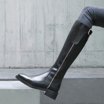 Knight boots womens autumn 2021 new leather small knee boots high boots plus velvet boots