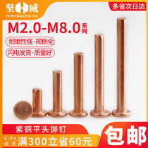 Red copper rivet flat head solid rivet flat cap bronze nail knockout flat round head willow nail M2M2 5M3M4M5M6M8