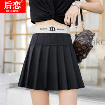 Half Body Short Skirt Woman Plexu Dress Spring Autumn 2022 New Black slim fit 100 Width Leg A Character Dress Anti-Walking Light Skirt Pants