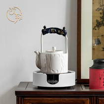 Drinking-To-Day Style Black & White Pottery Jug Lifting Beam Pot Boiling Tea Ware Ceramic Cooking Teapot Bubble Teapot Electric Pottery Stove Suit Single Pot