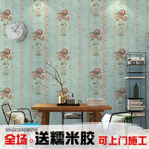 3D three-dimensional flower non-woven wallpaper nostalgic retro American Villa living room bedroom dining room full of wall wallpaper