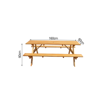 Carbonized anti-corrosion wood outdoor garden bed and breakfast Outdoor solid wood table with stool Siamese dining table round table and chair combination