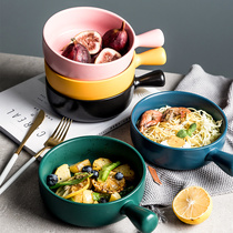 Ceramic instant noodle bowl microwave oven special baking bowl home creative baked rice bowl fruit salad bowl single Rice Bowl