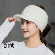 Autumn and winter knitted cap women warm cute empty top sweet tide Korean version thick leak top plus velvet wool empty top hat