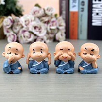  Cute blue Shaolin little monk resin crafts Car decoration ornaments Home decoration new