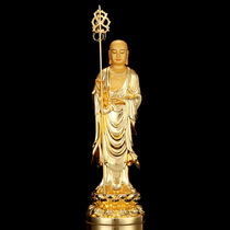 Xi Manti Taiwan brass Jiuhua Mountain Tibetan King Buddha Living room dedicated to pure copper appliquity Bronze Statue of the Bronze Statue of the Throne