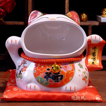 Ceramic fortune cat ornaments shop cashier bar candy jar storage decorations Japanese cute home office