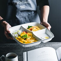 Meals Dish Separation Bowl Creative division Dinner Plate Children Cute Trig Ceramic Boxed Microwave Oven Heated Sub-Meal