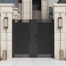 Modern Iron Art Gate Villa Courtyard Door Stainless Steel Farmhome Village Wall Courtyard Door Aluminum Art Door Double Open Garden Door
