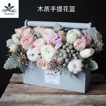 Milan Han Style Hand Flower Basket Log Hand Flower Basket Handwoven Containing Basket Multi Meat Hand Flower Basket