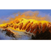 Tong Derecorded Golden Mountain Peak Realistic Cloth surface oil painting Living room Bedroom Decoration Painting