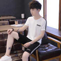 Teenage casual suit mens summer trend Joker mens clothing with handsome summer short-sleeved sports clothes