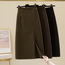 Black porked half-skirt female autumn 2021 new high-waist thin fashion a word hip skirt medium long skirt