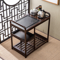 Ebony mobile tea car solid wood tea table tea set set one Ujin Stone tea tray household tea cabinet tea table