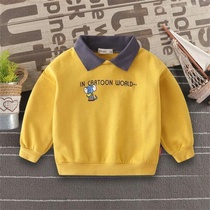 Boys sweater spring and autumn 2020 new foreign style childrens top fake two-piece baby pullover childrens clothing Korean version of the tide