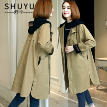 Trench coat womens long model 2021 Autumn New Korean fashion large size loose slim casual hooded coat tide