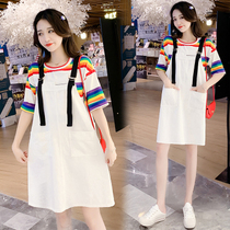 Pregnant womens summer suit fashion dress Net red casual tremor Hot Mom personality skirt two-piece spring and summer