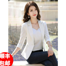 JOVKATTI white small blazer womens 2021 summer new Korean version thin section seven-point sleeve short suit tide