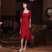 Fishtail red small dress toast dress bride wedding 2021 new summer temperament can usually wear dresses for women