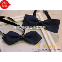 Explosive custom boy denim retro British striped baby bow tie Childrens atmospheric fashion parent-child bow