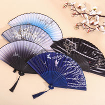 Fan Folding Fan China Wind Female Style Student Ancient Wind Current Summer Carry-on with ancient clothes ancient Han clothes small bamboo fan