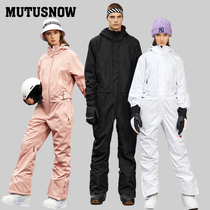 2021 Winter New Trendy Couple One-piece Ski Suit Single Board Windproof Waterproof Ski Pants Set Unisex