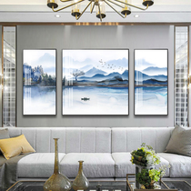 Landscape Crystal porcelain decorative mural new Chinese ink frame mural living room sofa simple bedroom background wall hanging painting