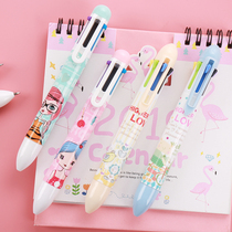 Multi-color ballpoint pen Korean creative 6-color ballpoint pen multi-function pen student stationery wholesale press account pen