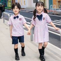 Kindergarten Landscaped Summer Elementary School Kids English Breeze School Uniforms Childrens Graduation Suit Summer Style Short Sleeve Shirt Suit