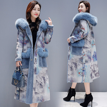 Plus velvet cotton coat womens long thick coat 2021 Winter new Korean loose thin knee cotton coat