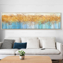 Hand-painted abstract oil painting golden wealth tree living room bedside bedroom hotel sofa background wall light luxury horizontal version hanging painting