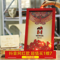 Red retro Chinese style creative check-in box wishing blessing signature book Chinese wedding gift table props customization