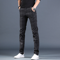 Hong Kong plaid casual pants mens 2021 spring and autumn new Korean youth small straight tube British business slim trousers trend