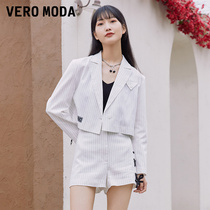 Vero Moda Suit Early Spring Street Shooting 3M Striped Short Shorts Coat Women's Set) 321108068