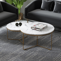 Marble Rockboard Tea Table Top Nordic Combined Iron Art Minima Modern Living Room Small Family Round Light Lavish Simplicity