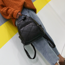 If Wind New Double Shoulder Bag Woman Han Edition Retro Rhombus Soft Leather Multipurpose Travel Backpack Leisure 100 Hitch Casual Bag