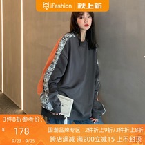 2ccm TOF cashew flower stitching color sweater men and womens Tide brand ins loose front and back wear round neck jacket