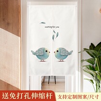 Nordic cartoon fabric door curtain partition curtain Flamingo home European bedroom kitchen shade curtain toilet half curtain
