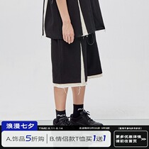 PCLP (PERCLIPS) deconstructed and destroyed shorts spliced raw edges irregular cut five-point pants