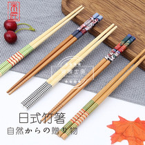 New Japanese bamboo chopsticks pure bamboo chopsticks pure bamboo high temperature carbonized non-slip pointed head baked flower cuisine sushi restaurant hotel