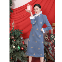 Improved cheongsam long section bone-etched young girl winter thickened warm velvet autumn and winter long sleeve retro Chinese style