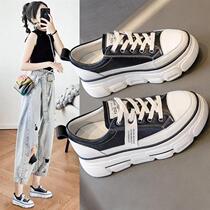 Small shoes for women show height and all-match thick bottom inner heightened leather white shoes 2022 winter new casual muffin
