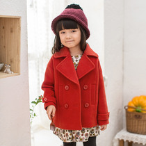 Yinman childrens clothing autumn and winter parent-child clothing mother and daughter coat red New year dress long girl warm woolen coat