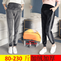 Pregnant women in autumn and winter golden velvet plus velvet outside wearing warm leggings plus fat increase 200-300kg tide