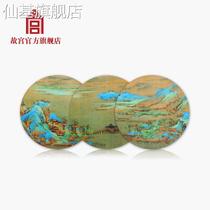Forbidden City Thousands of Miles of Rivers and Mountains Map Cork Coaster Set Creative Coaster Insulation Pad Tanabata Gift for Girlfriend