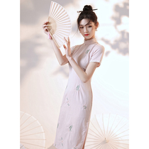 Cheongsam 2021 new female summer thin short sleeve young pink French modified version dress wins