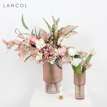 Lancol Nordic Pink Embroidered Ball Rose Bouquet Suit Home Table Placement Flower Photography Hand Held Flowers Fake Flowers