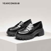 Yerkang womens shoes 2021 spring new British Academy style small leather shoes coarse heel thick bottom loafers jk uniform shoes